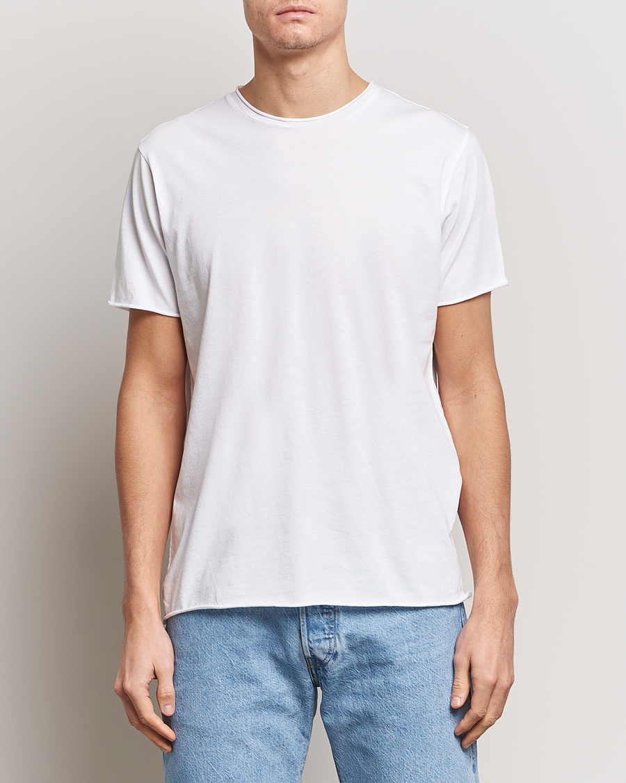 Herren | Weiße T-Shirts | Filippa K | Roll Neck Crew Neck Tee White