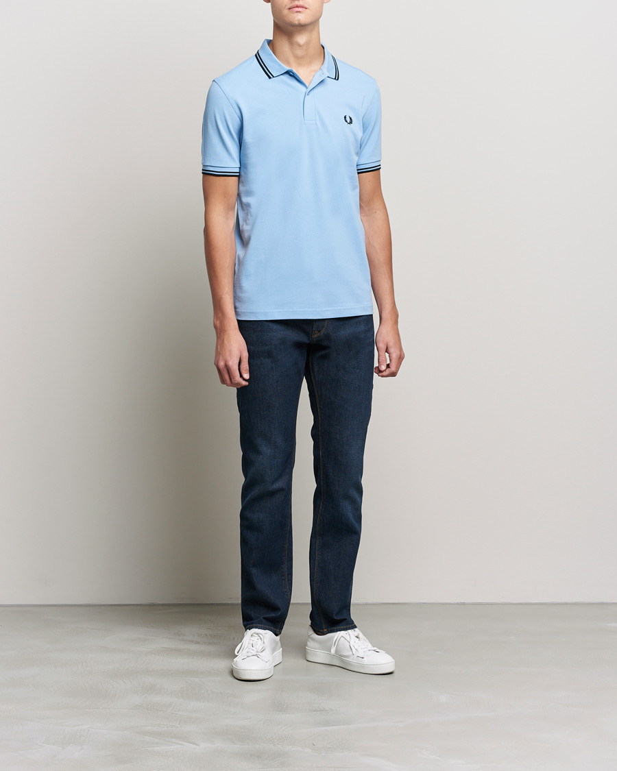 Herren | Poloshirts | Fred Perry | Twin Tip Polo Sky Blue Black