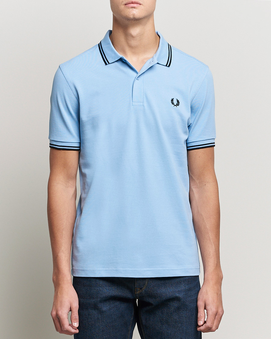 Herren | Poloshirts | Fred Perry | Twin Tip Polo Sky Blue Black