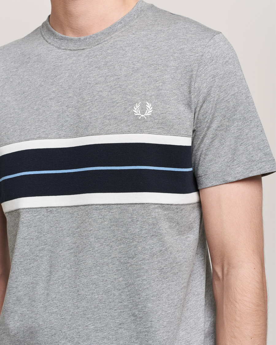 Herren | T-Shirts | Fred Perry | Tram Line Pannel Tee Steel Marl