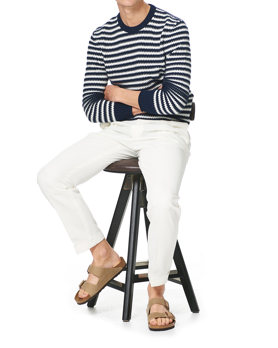 Herren | Pullover | Orlebar Brown | Ned Classic Stripe Organic Cotton Jumper Navy/White Sand