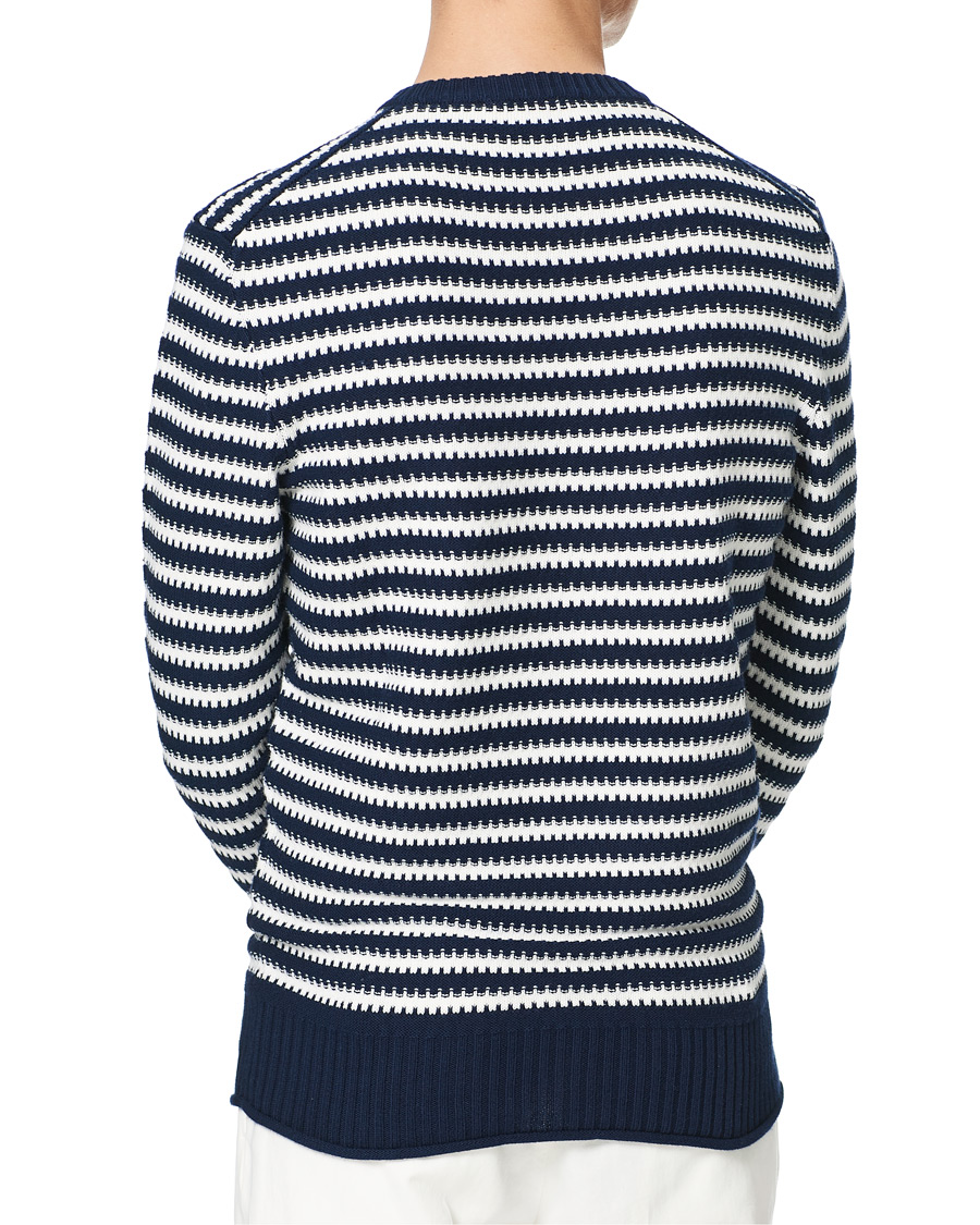 Herren | Pullover | Orlebar Brown | Ned Classic Stripe Organic Cotton Jumper Navy/White Sand
