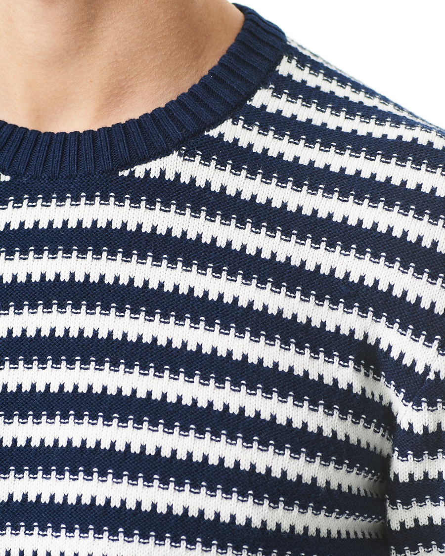 Herren | Pullover | Orlebar Brown | Ned Classic Stripe Organic Cotton Jumper Navy/White Sand