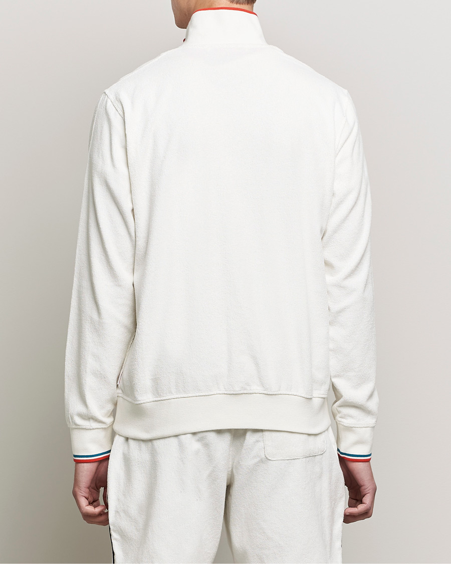 Herren | Pullover | Orlebar Brown | Nielson OB Stripe Towelling Half Zip White Sand