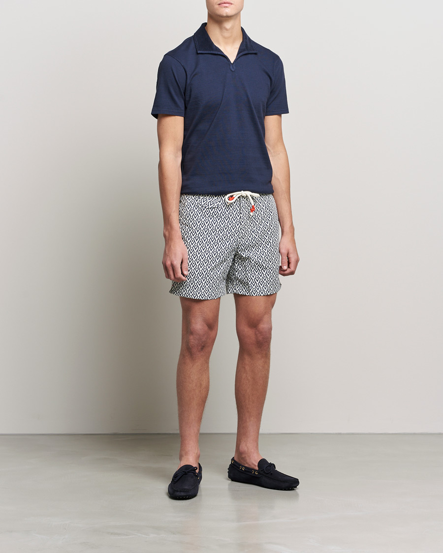 Herren | Badehosen | Orlebar Brown | Standard Cano Printed Swimshorts Navy/Cloud