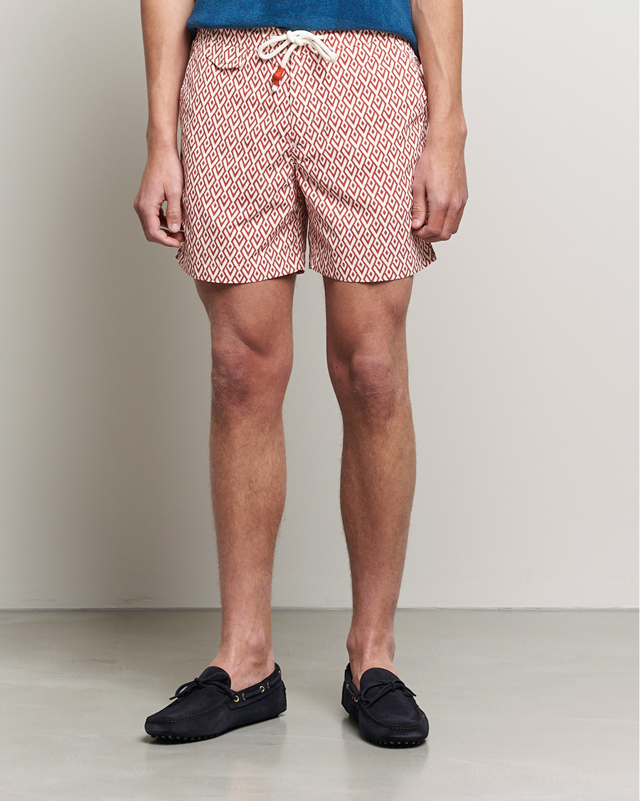 Herren | Badehosen | Orlebar Brown | Standard Cano Printed Swimshorts Summer Red/Cloud