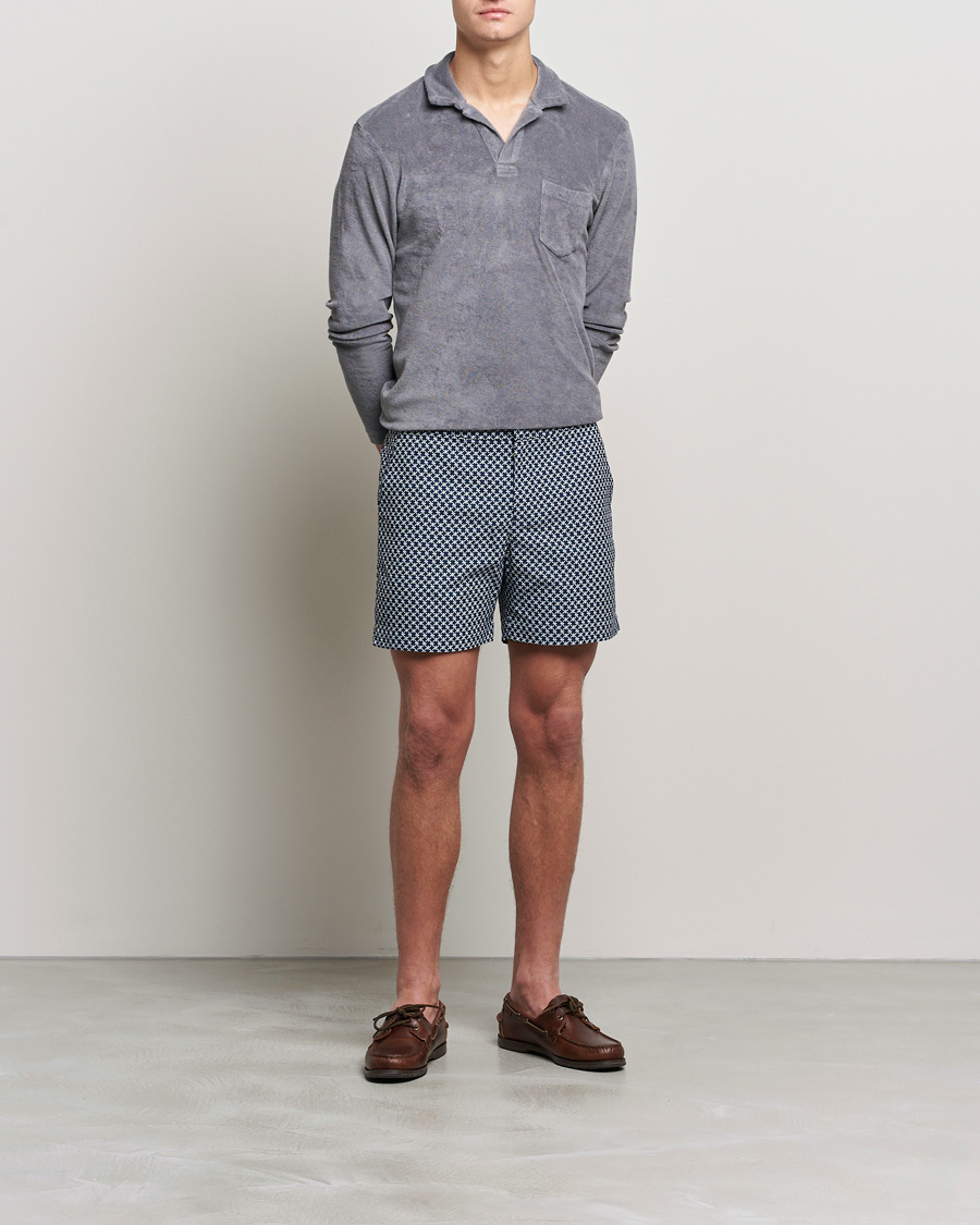 Herren | Badehosen | Orlebar Brown | Bulldog Seglas Jacquard Swimshorts Night Iris/Cloud