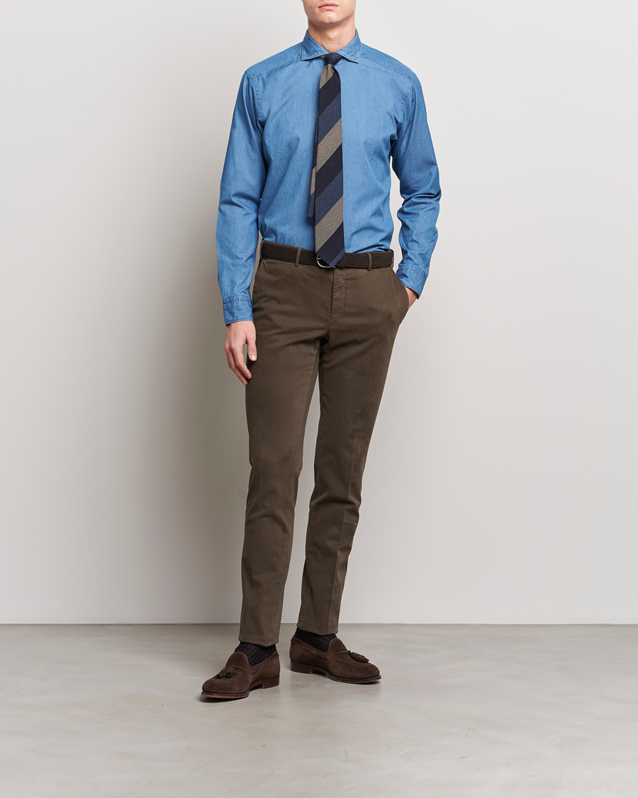 Herren | Hemden | Eton | Lightweight Casual Fit Denim Shirt Blue