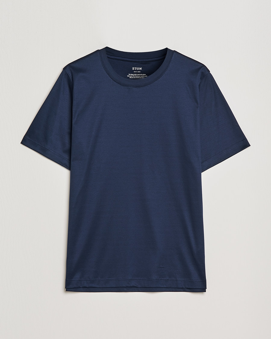 Herren | T-Shirts | Eton | Filo Di Scozia Cotton T-Shirt Navy