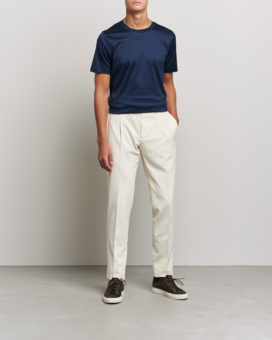 Herren | T-Shirts | Eton | Filo Di Scozia Cotton T-Shirt Navy