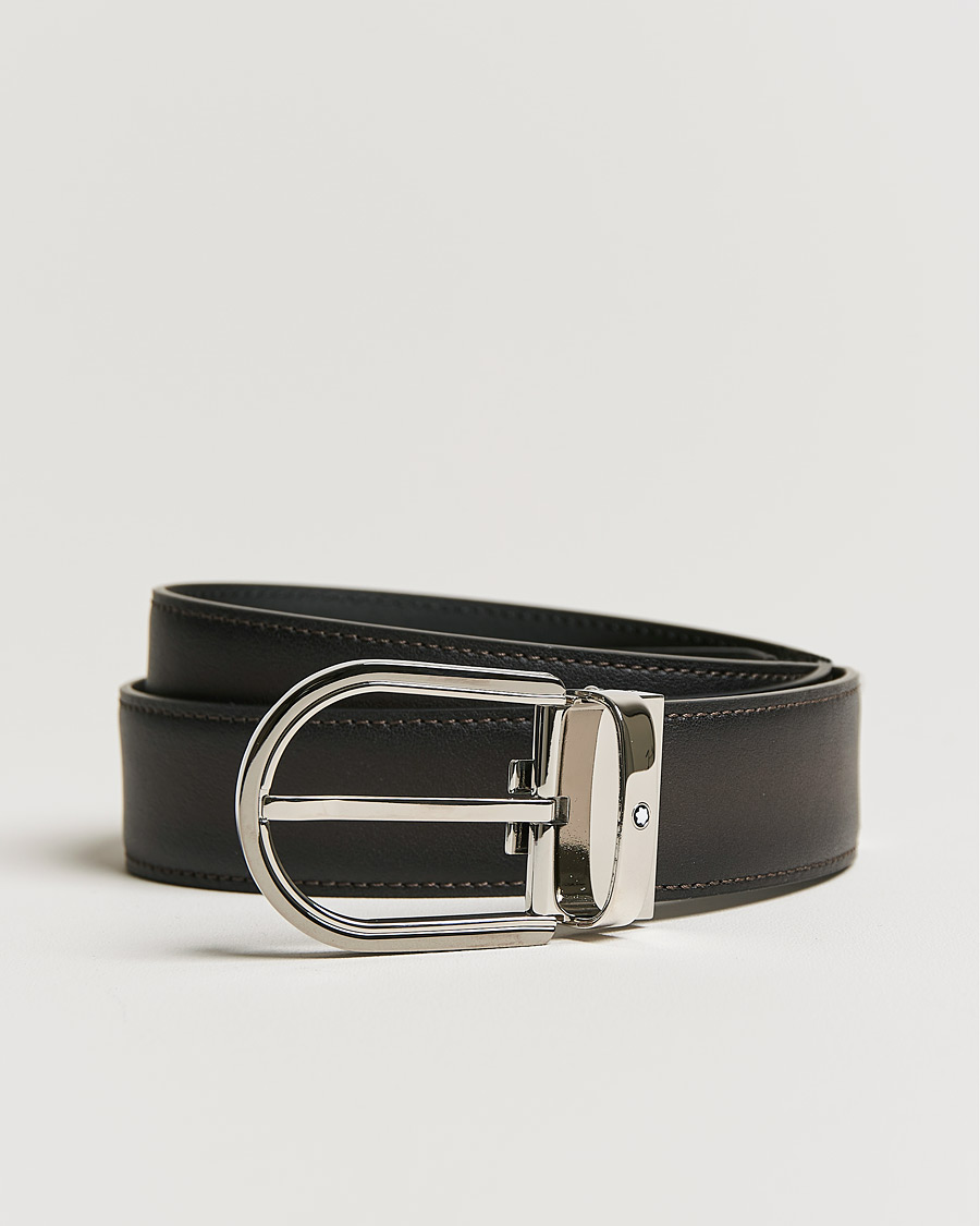 Herren | Gürtel | Montblanc | Horseshoe Buckle Grey 35 mm Leather Belt Grey