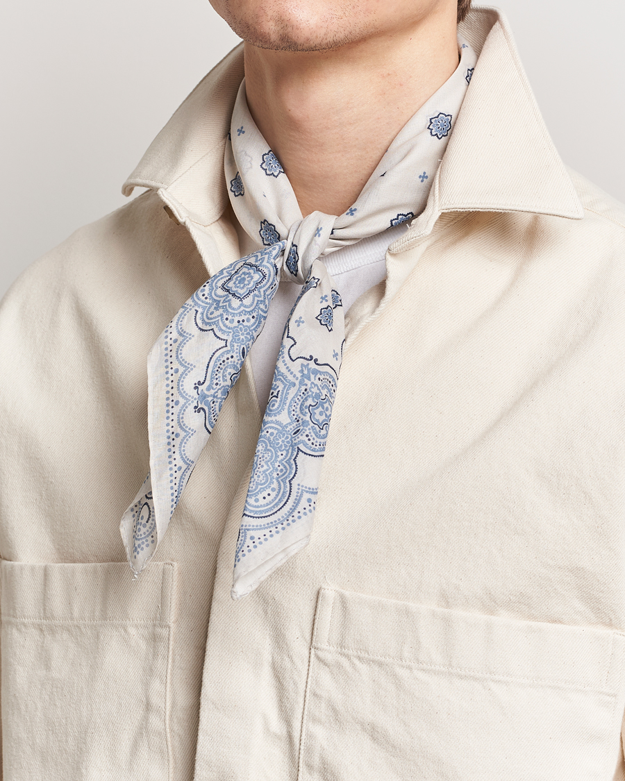 Herren | Accessoires | Amanda Christensen | Cotton Voilé Printed Medallion Bandana Cream