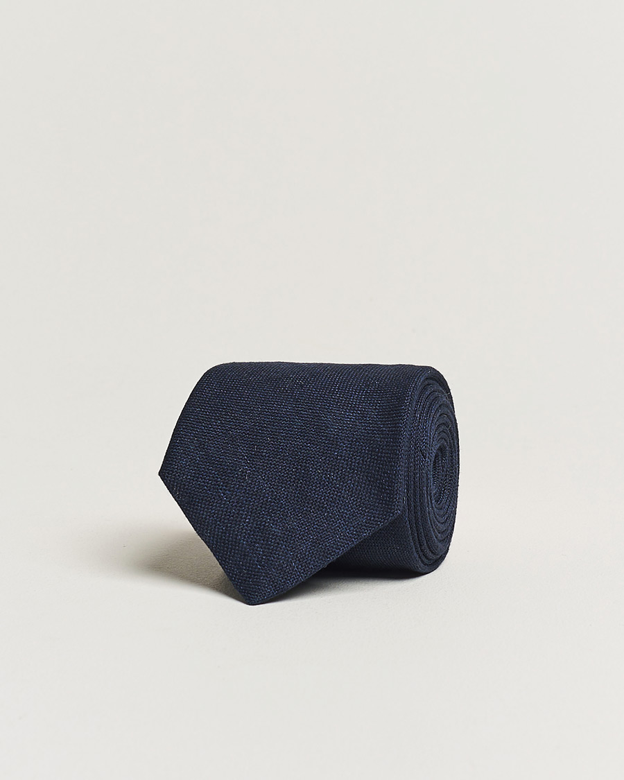 Herren | Krawatten | Amanda Christensen | Hopsack Linen 8cm Tie Navy
