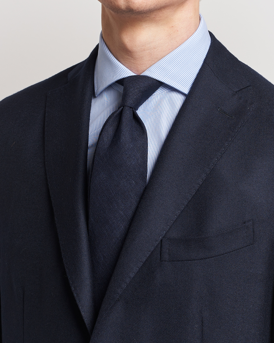 Men | Amanda Christensen | Amanda Christensen | Hopsack Linen 8cm Tie Navy