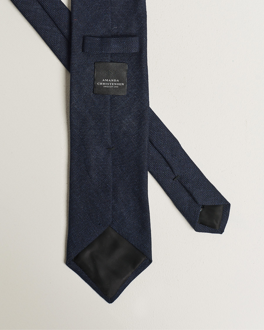 Herren | Krawatten | Amanda Christensen | Hopsack Linen 8cm Tie Navy