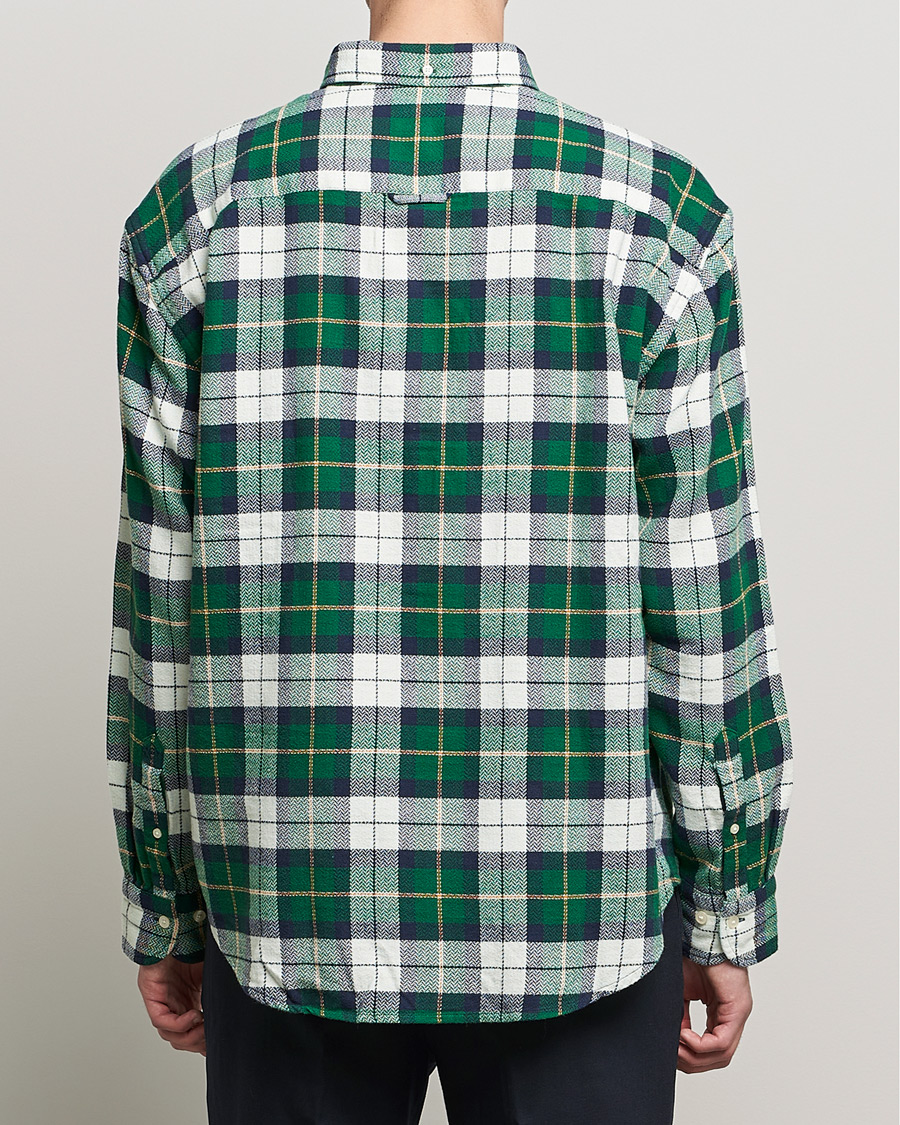 Herren | Hemden | GANT | Relaxed Textured Checked Shirt Forest Green