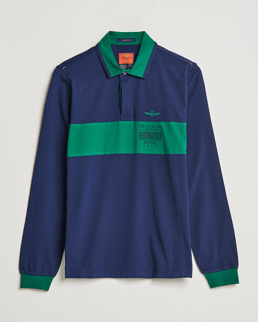 Herren | Pullover | Aeronautica Militare | Long Sleeve Polo Blu Navy
