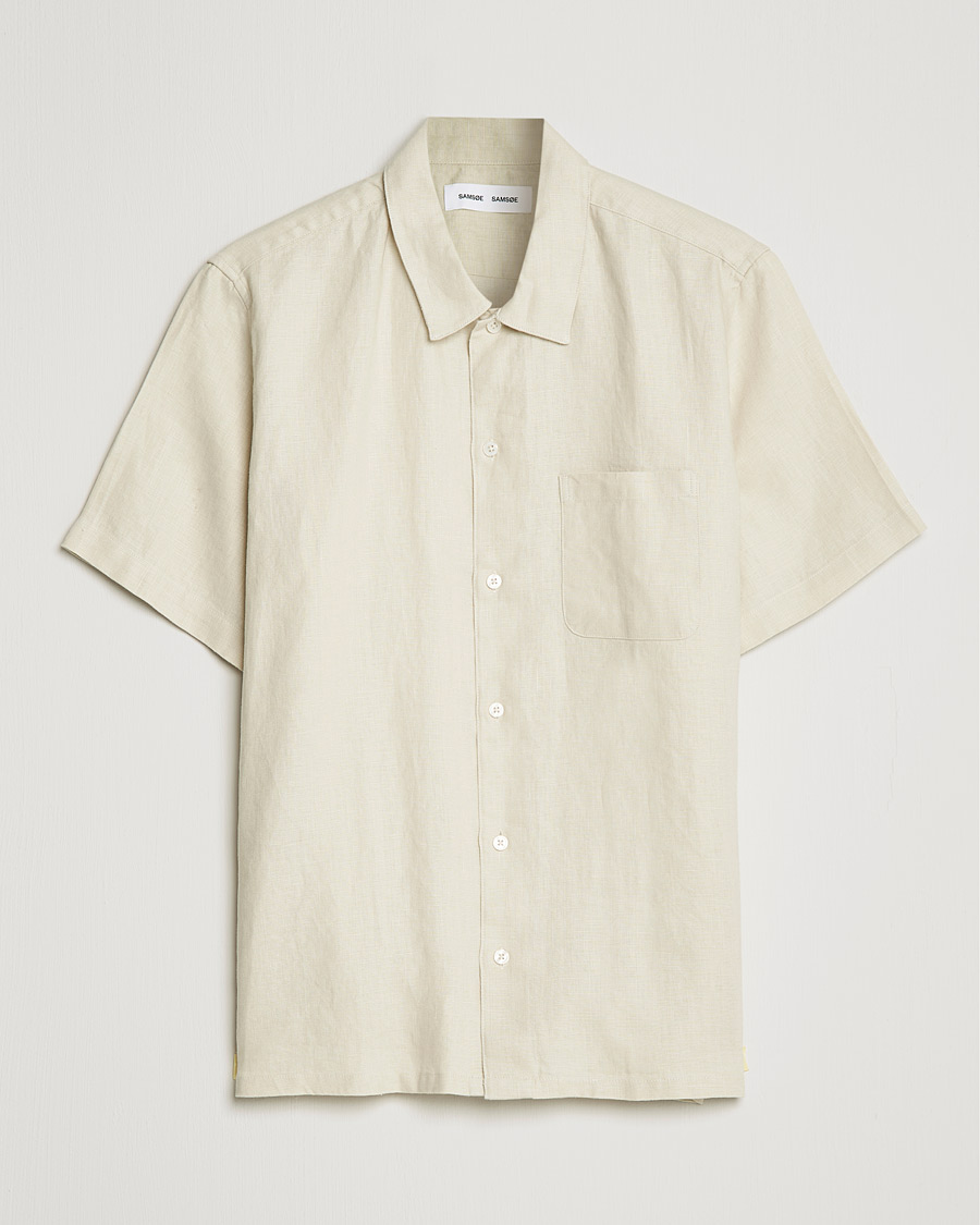 Herren | Hemden | Samsøe Samsøe | Samsøe & Samsøe Avan Linen Short Sleeve Shirt Oatmeal
