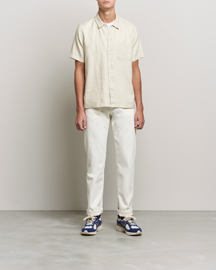 Herren | Hemden | Samsøe Samsøe | Samsøe & Samsøe Avan Linen Short Sleeve Shirt Oatmeal