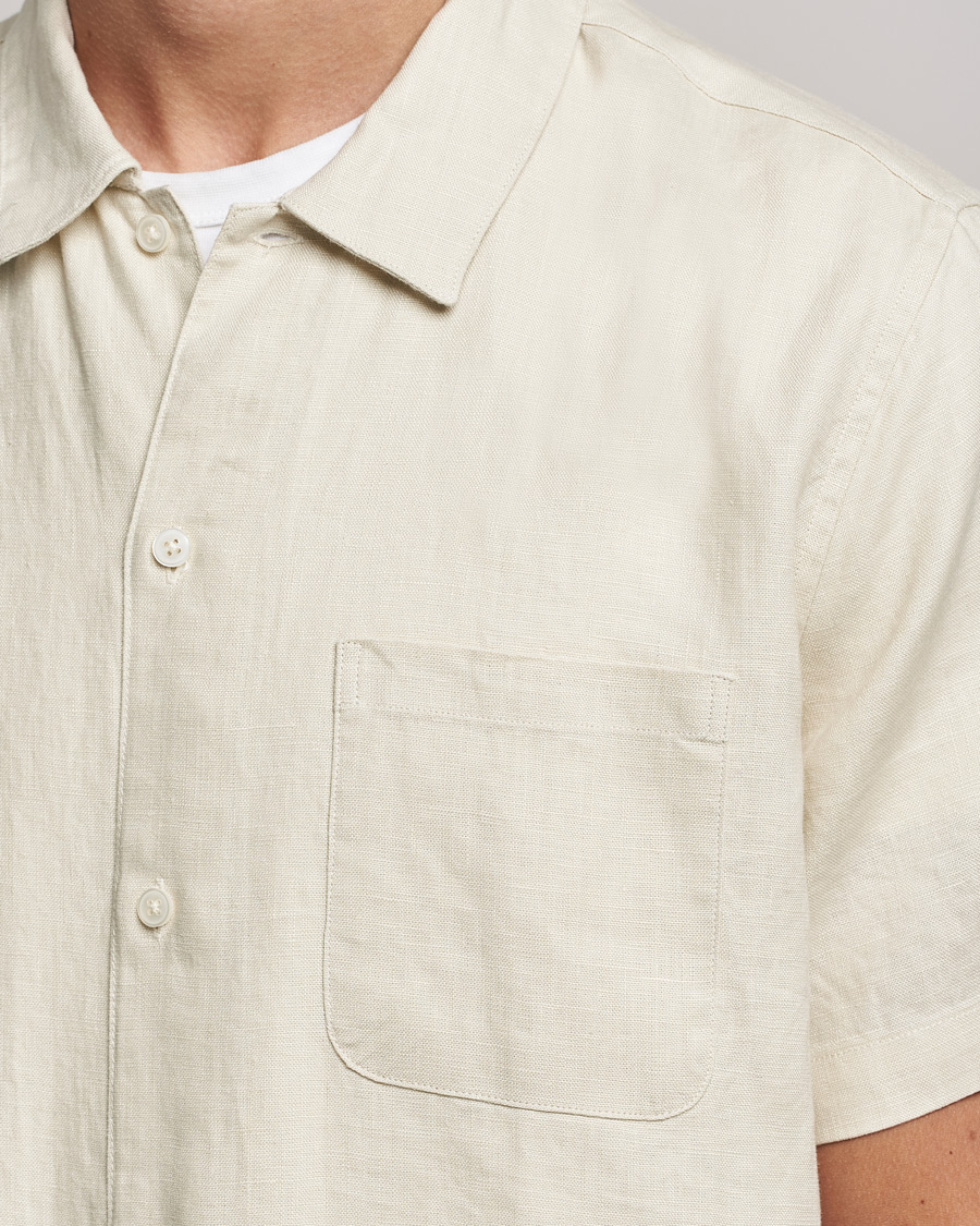 Herren | Hemden | Samsøe Samsøe | Samsøe & Samsøe Avan Linen Short Sleeve Shirt Oatmeal