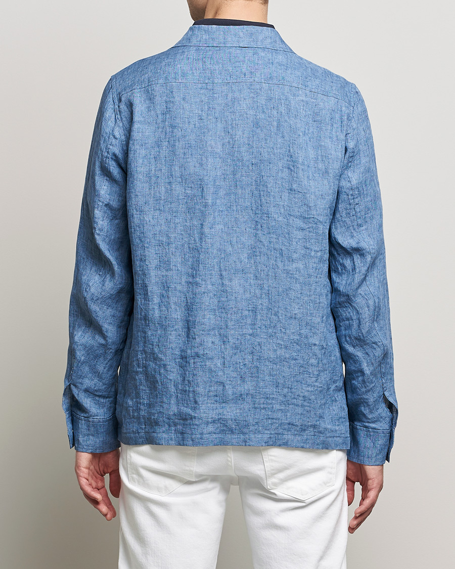 Herren | Hemden | Oscar Jacobson | Safari Linen Shirt Jacket Smog Blue