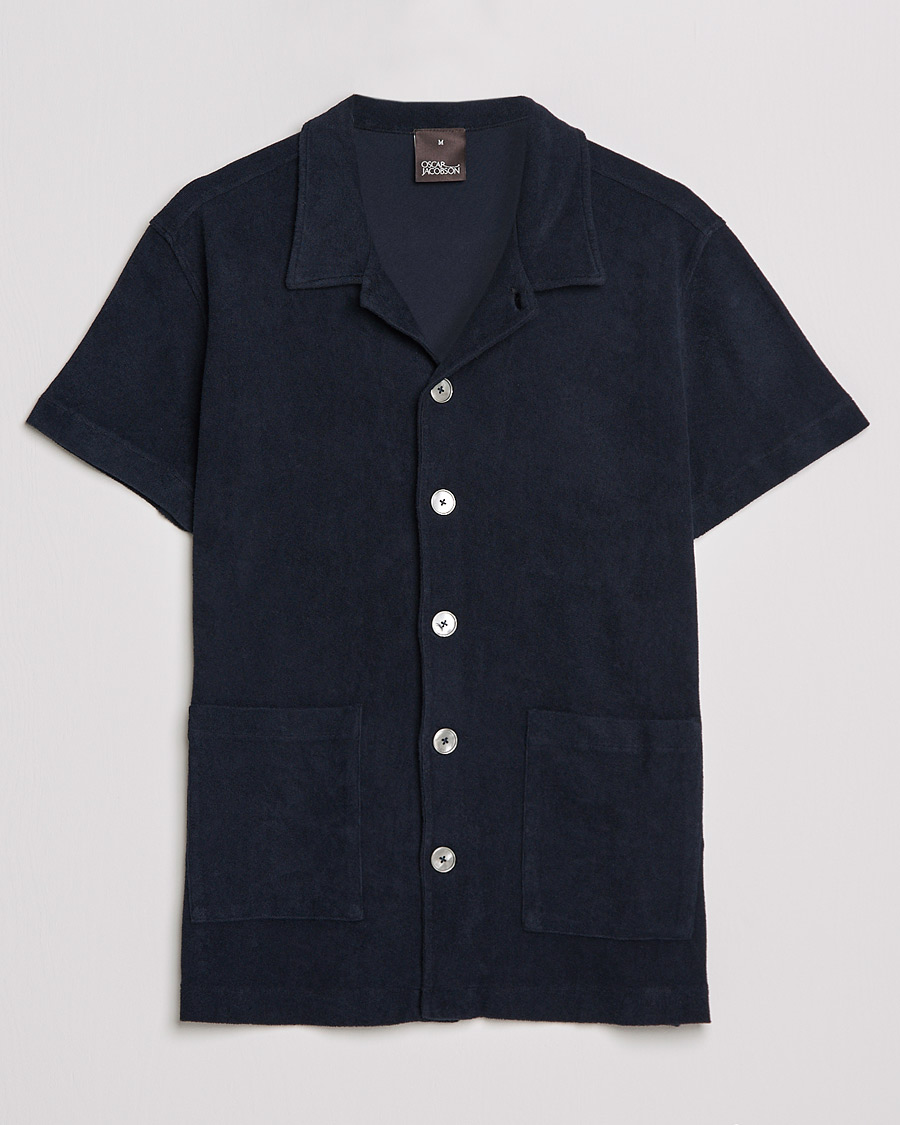 Herren | Poloshirts | Oscar Jacobson | Alwin Terry Short Sleeve Safari Polo Night Blue