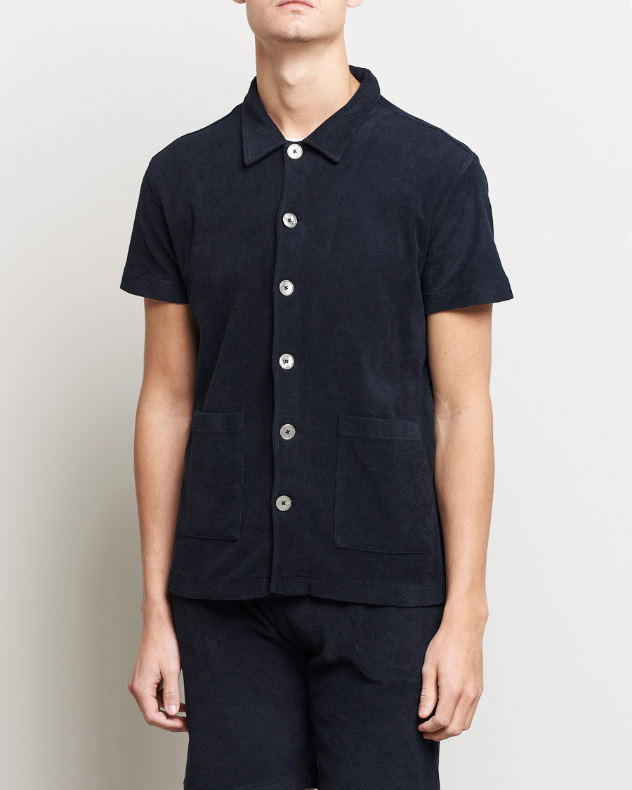 Herren | Poloshirts | Oscar Jacobson | Alwin Terry Short Sleeve Safari Polo Night Blue
