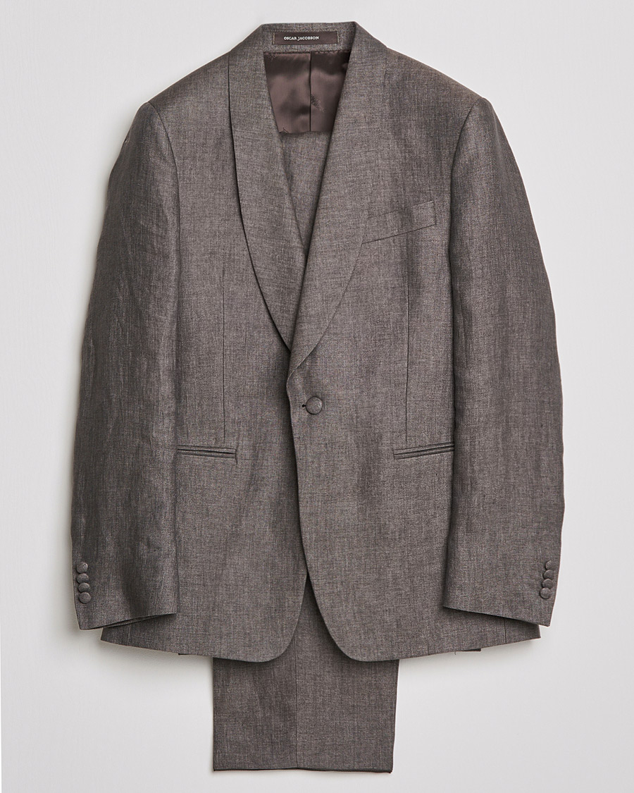 Herren | Anzüge | Oscar Jacobson | Figaro Linen Tuxedo Brown