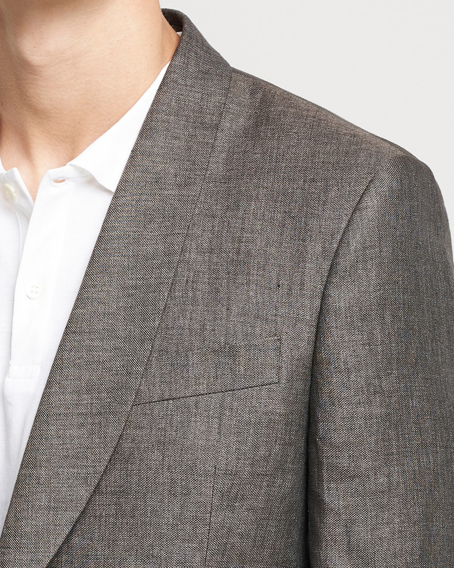 Herren | Anzüge | Oscar Jacobson | Figaro Linen Tuxedo Brown