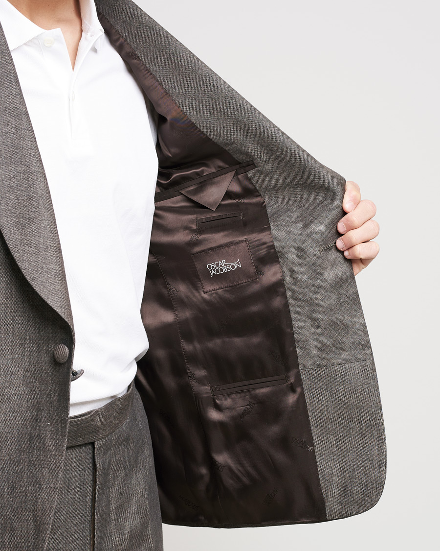 Herren | Anzüge | Oscar Jacobson | Figaro Linen Tuxedo Brown