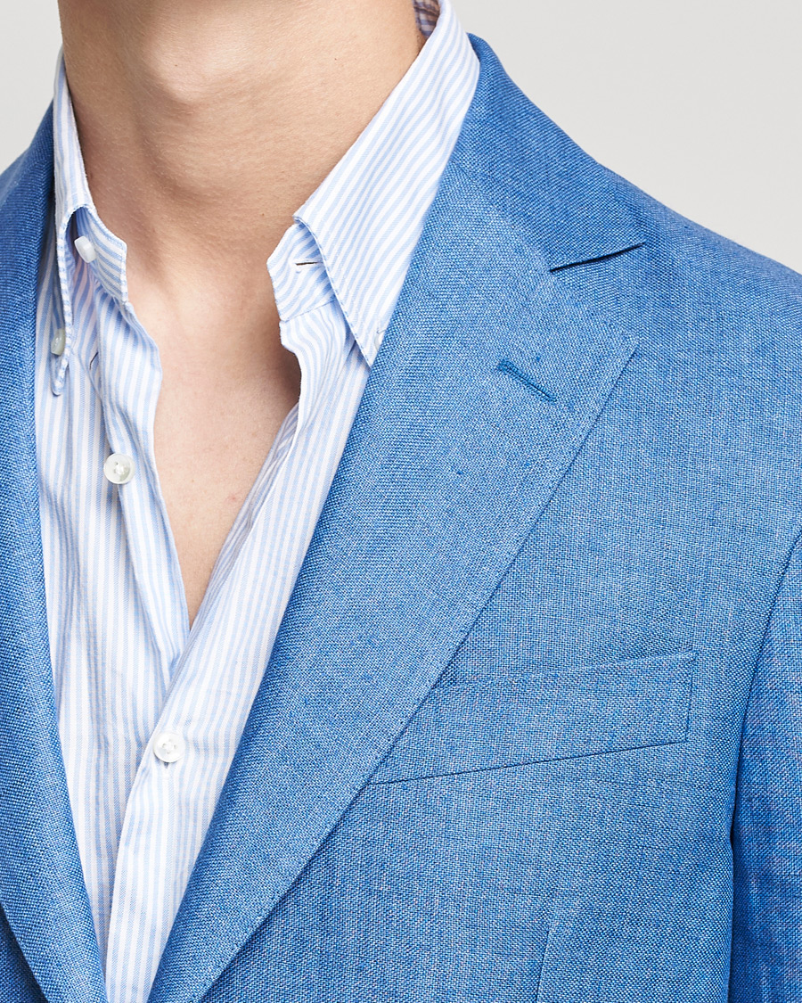 Herren | Sakkos | Oscar Jacobson | Ferry Soft Patch Pocket Linen Blazer Light Blue