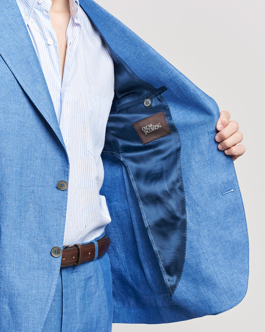 Herren | Sakkos | Oscar Jacobson | Ferry Soft Patch Pocket Linen Blazer Light Blue