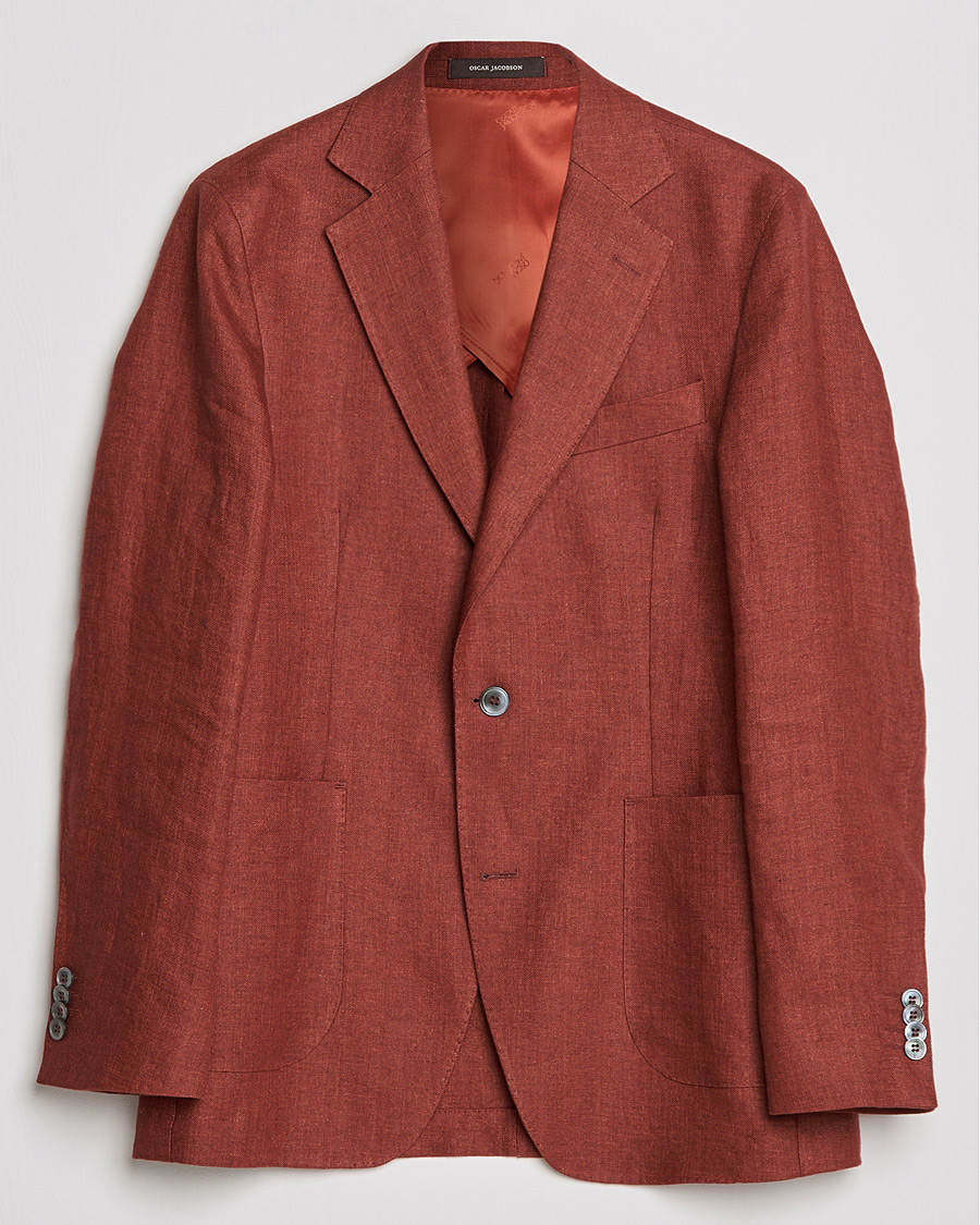 Herren | Sakkos | Oscar Jacobson | Ferry Soft Patch Pocket Linen Blazer Rust