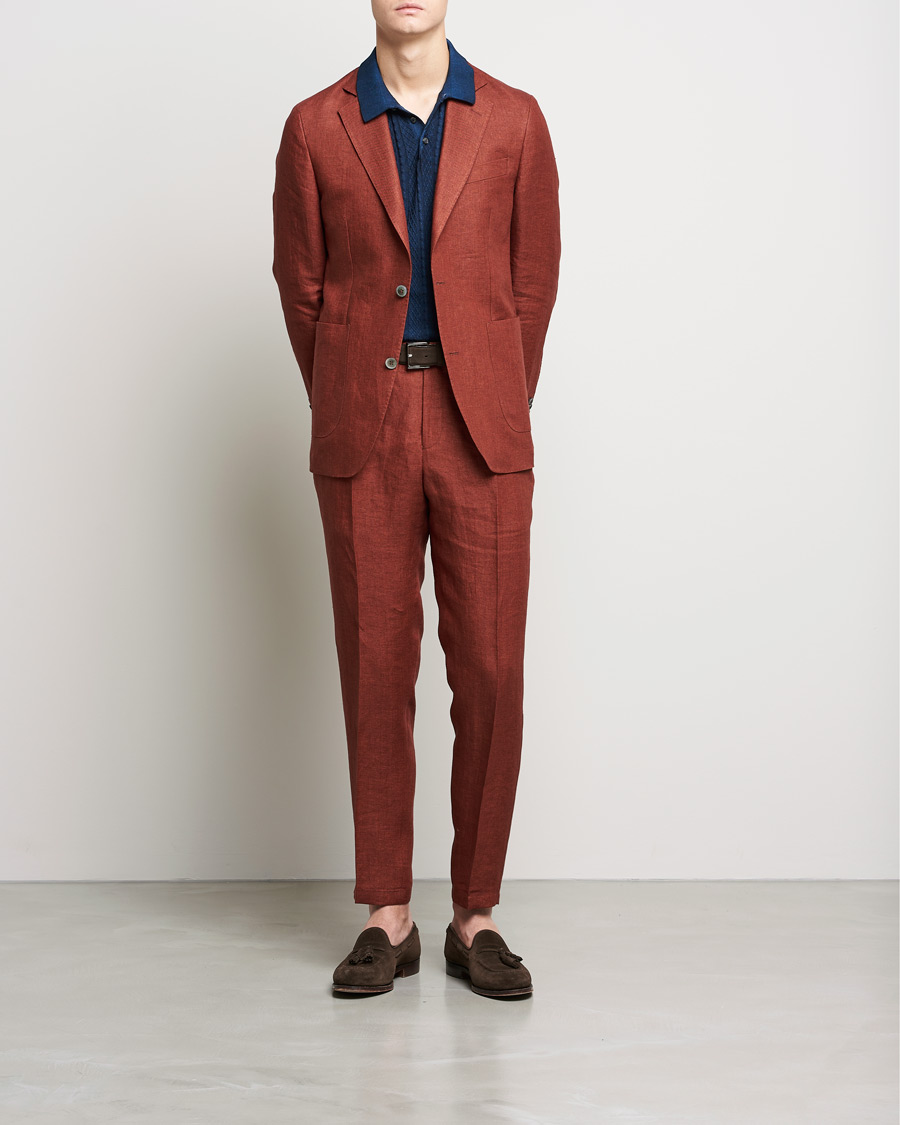 Herren | Sakkos | Oscar Jacobson | Ferry Soft Patch Pocket Linen Blazer Rust