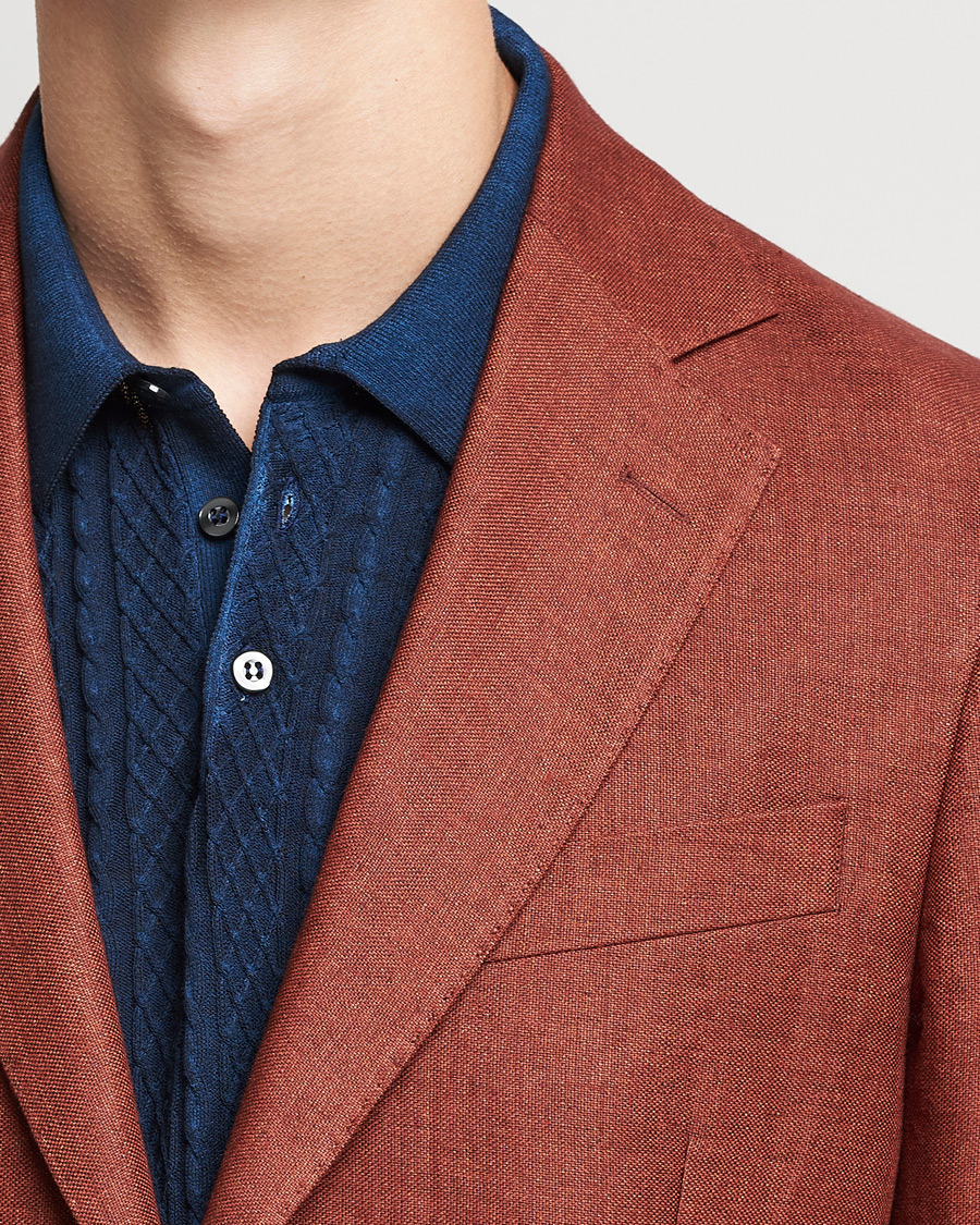Herren | Sakkos | Oscar Jacobson | Ferry Soft Patch Pocket Linen Blazer Rust