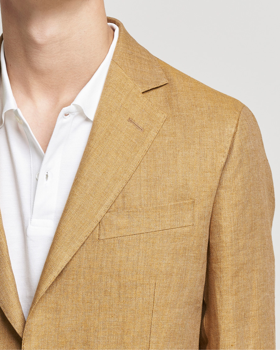 Herren | Sakkos | Oscar Jacobson | Ferry Soft Patch Pocket Linen Blazer Dusky Yellow