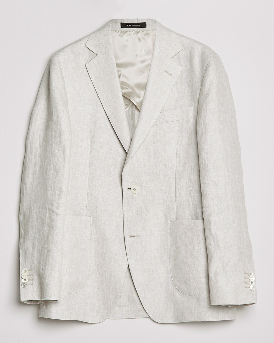 Herren | Sakkos | Oscar Jacobson | Ferry Soft Patch Pocket Linen Blazer Creme