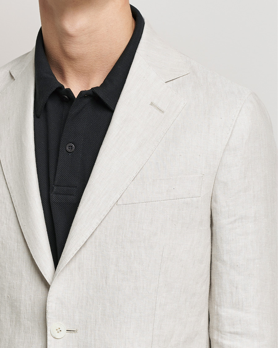 Herren | Sakkos | Oscar Jacobson | Ferry Soft Patch Pocket Linen Blazer Creme
