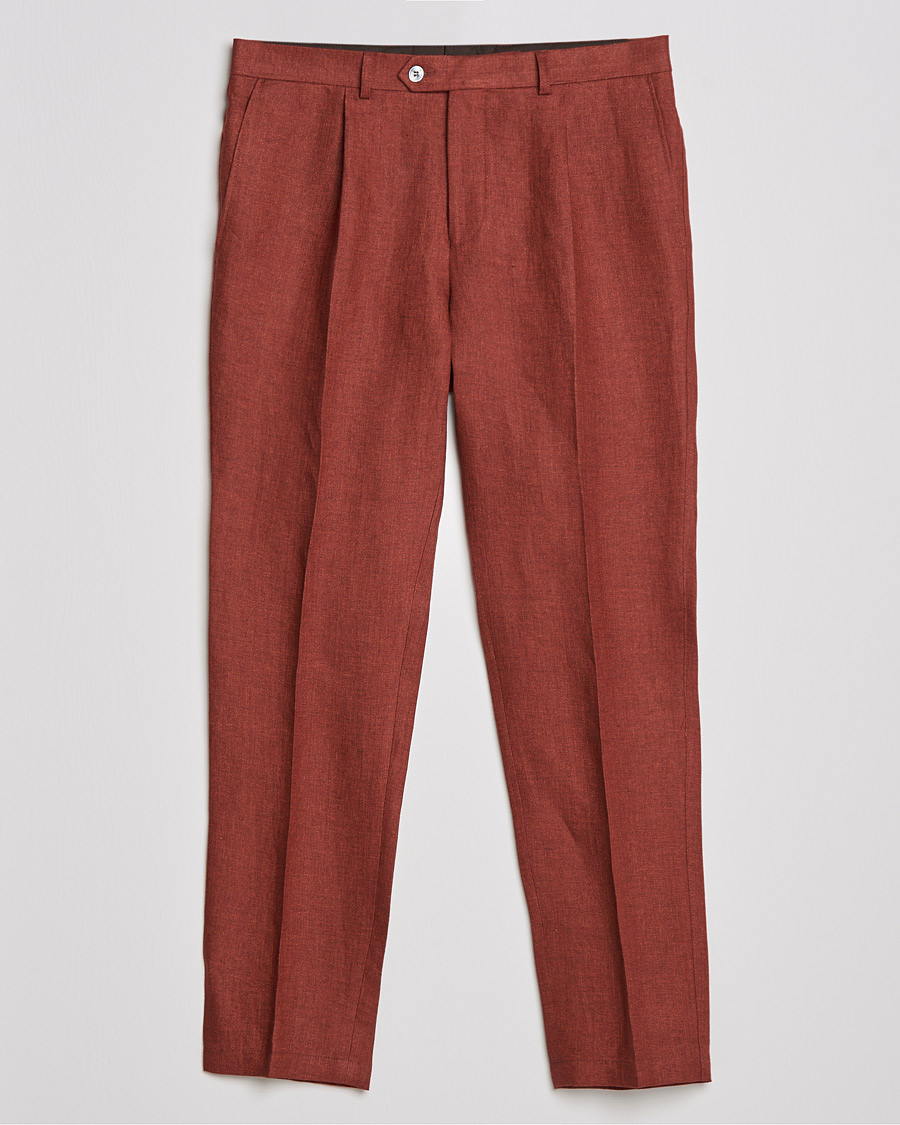 Herren | Hosen | Oscar Jacobson | Delon Linen Trousers Rust