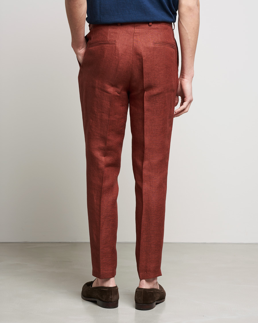 Herren | Hosen | Oscar Jacobson | Delon Linen Trousers Rust