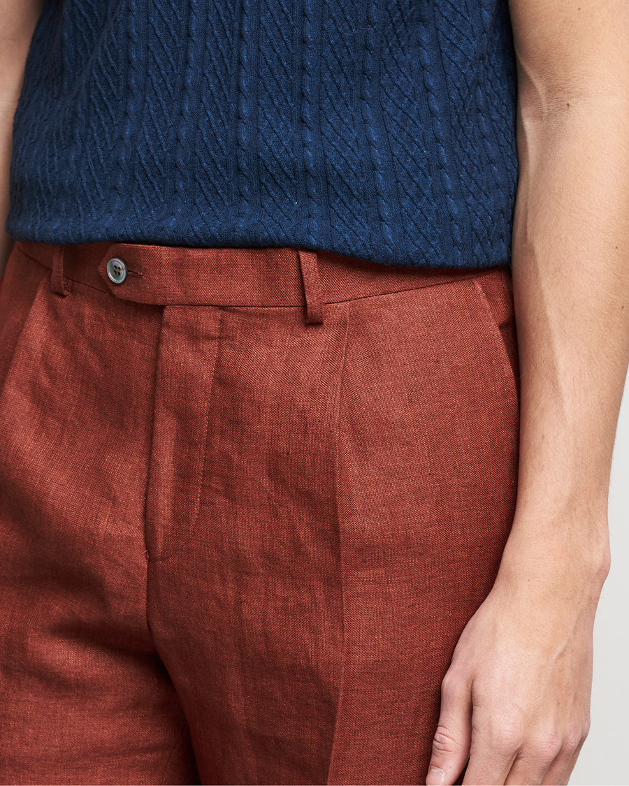 Herren | Hosen | Oscar Jacobson | Delon Linen Trousers Rust