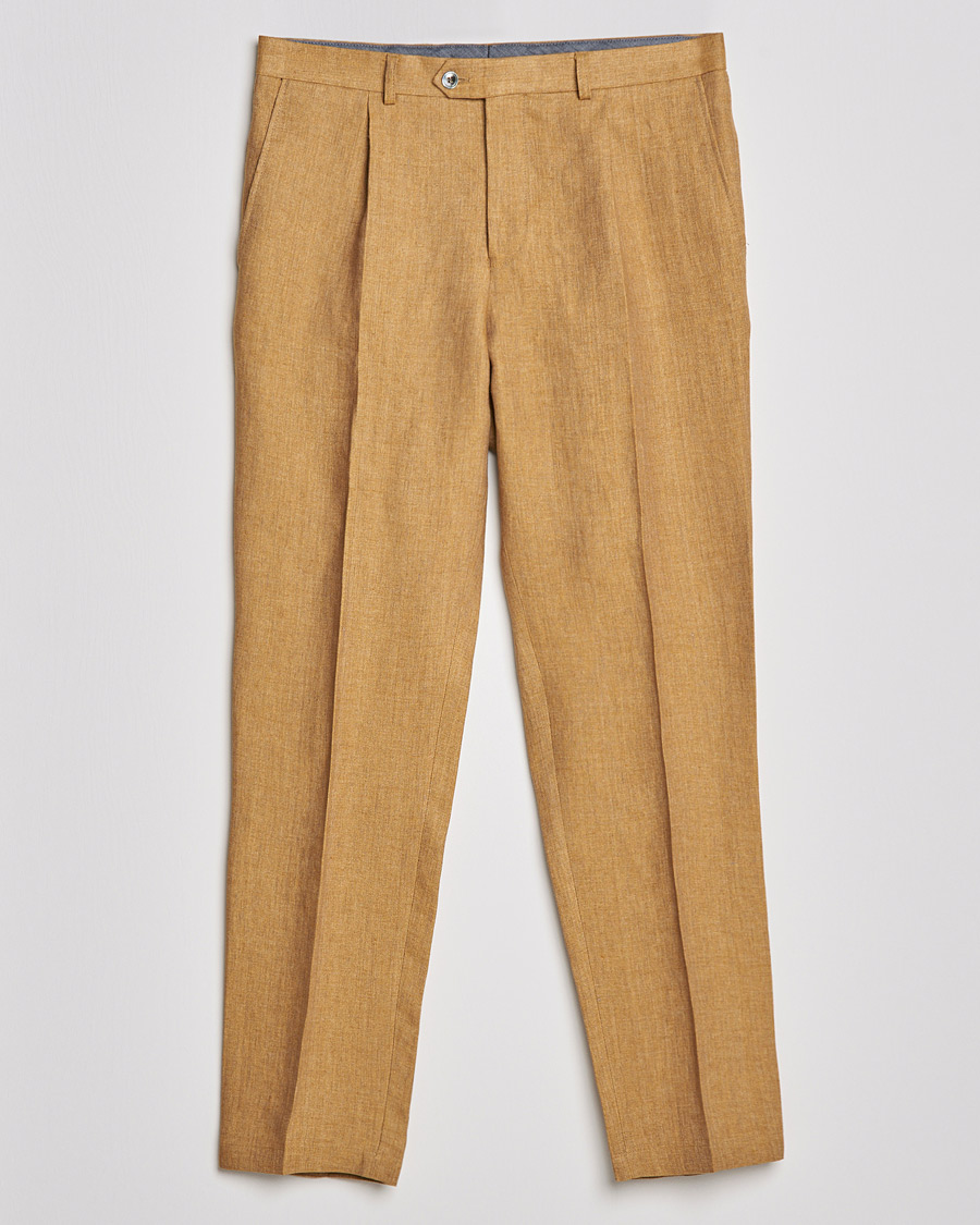 Herren | Hosen | Oscar Jacobson | Delon Linen Trousers Dusky Yellow