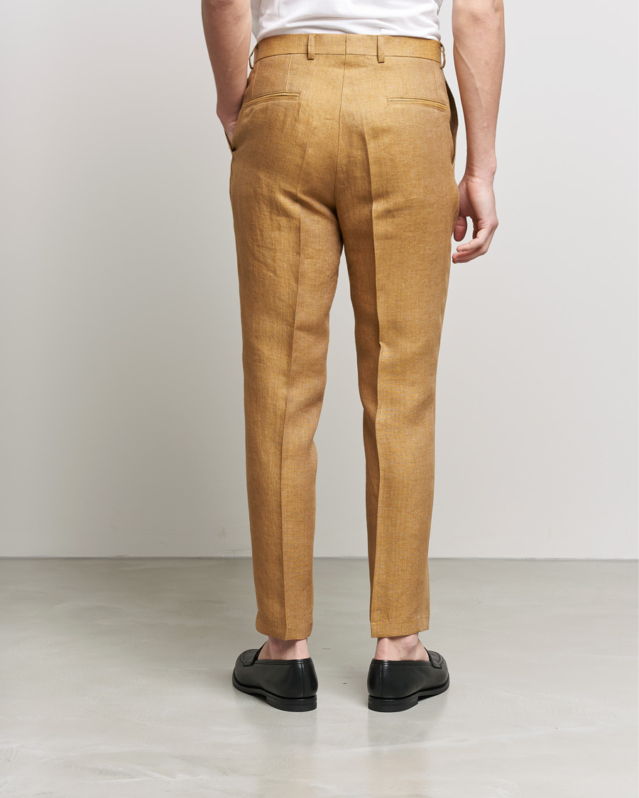 Herren | Hosen | Oscar Jacobson | Delon Linen Trousers Dusky Yellow