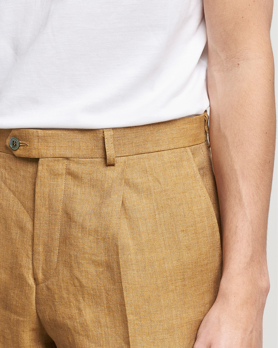 Herren | Hosen | Oscar Jacobson | Delon Linen Trousers Dusky Yellow