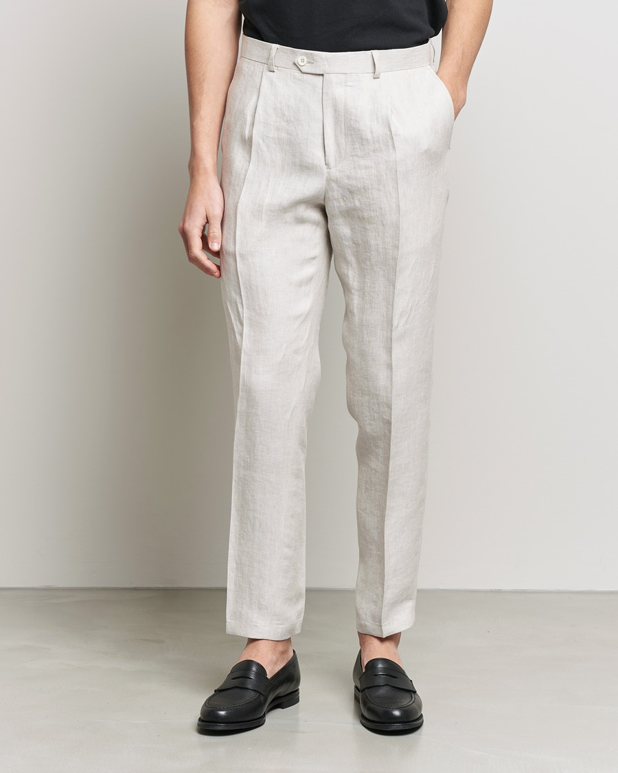 Herren | Hosen | Oscar Jacobson | Delon Linen Trousers Creme