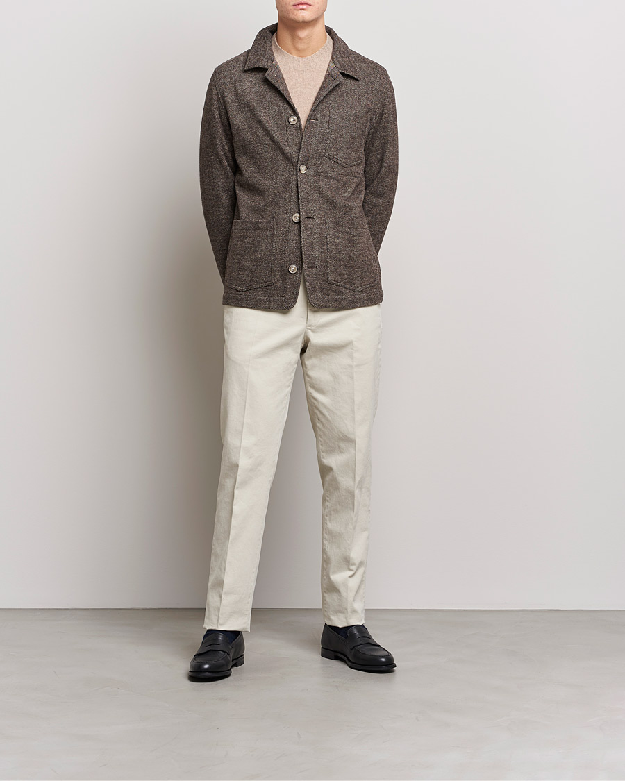 Herren | Hemden | Altea | Herringbone Wool Chore Jacket Brown