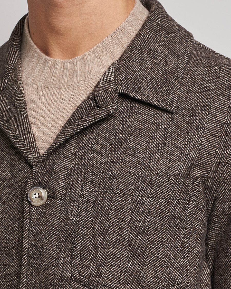 Herren | Jacken | Altea | Herringbone Wool Chore Jacket Brown