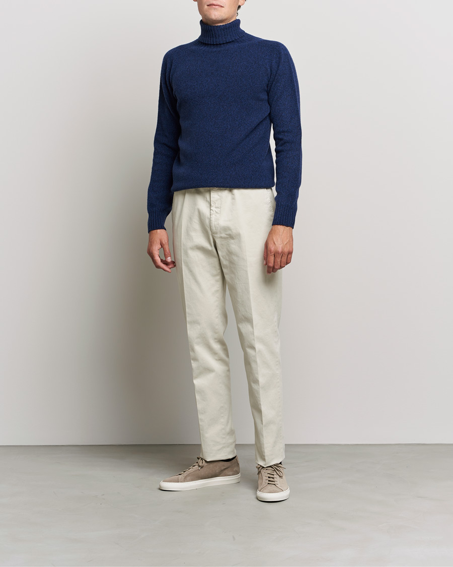 Herren | Pullover | Altea | Cashmere Mouline Rollneck Navy Melange