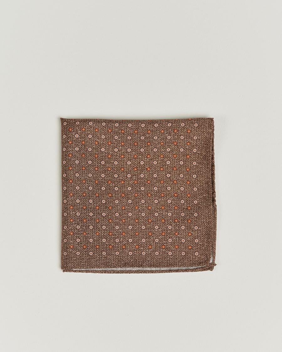 Herren | Einstecktücher | Amanda Christensen | Silk Oxford Printed Flower Pocket Square Brown