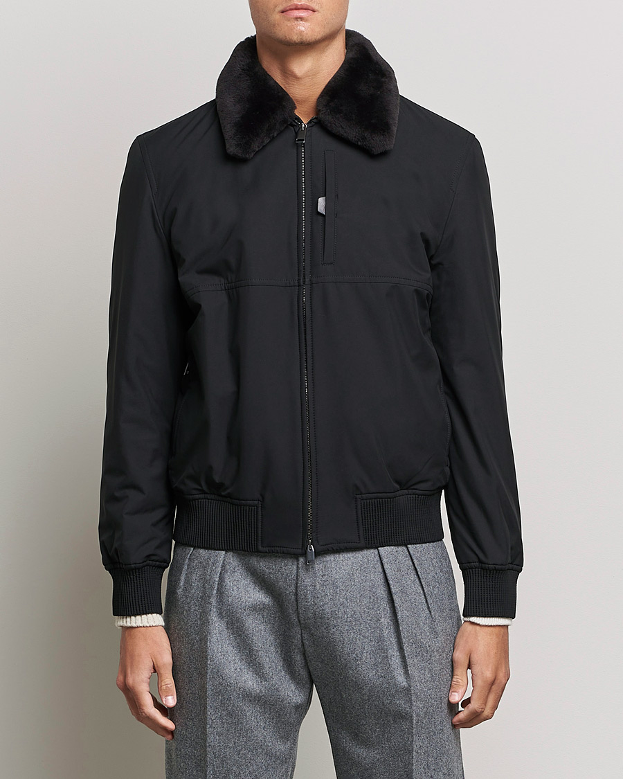 Herren | Jacken | Brioni | Performa Silk Shearling Jacket Black